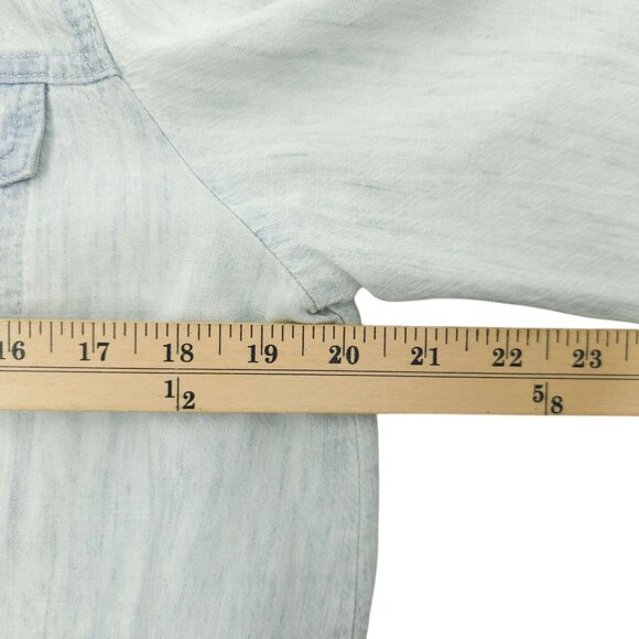 Chicos Button Front Jacket Womens Size 1 US M/8 Drawstring Washed Blue - Picture 16 of 16